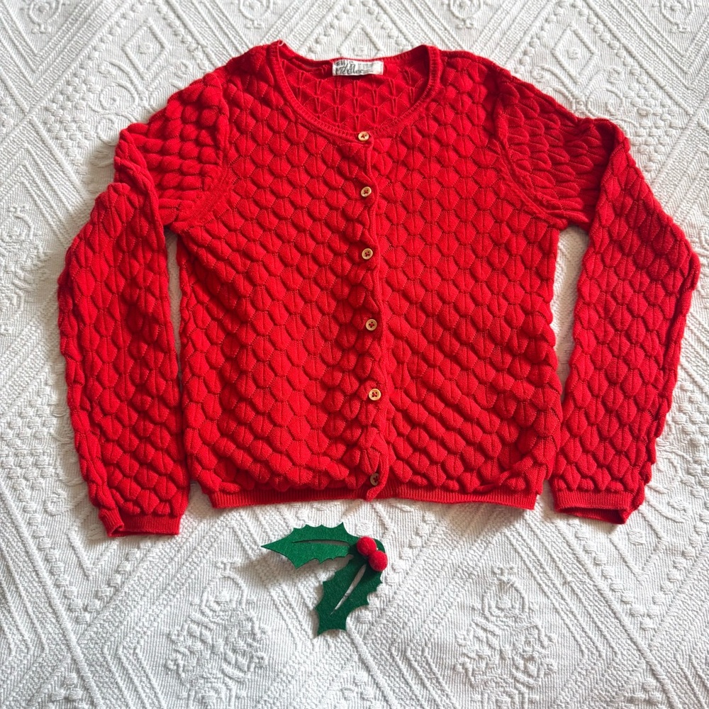 Red Button-Up Girls Sweater
